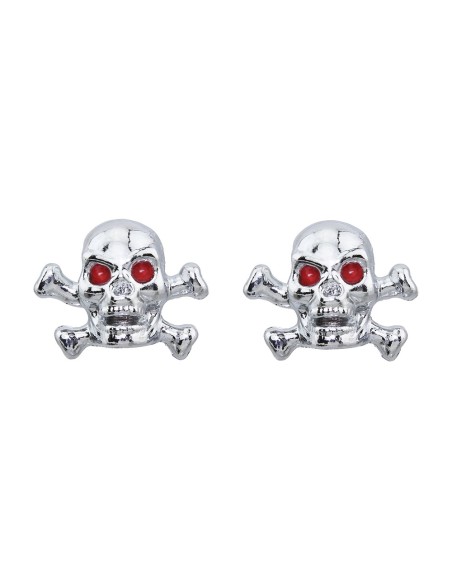 Valve Caps Skull W Bones Chrome Schrader Valve.